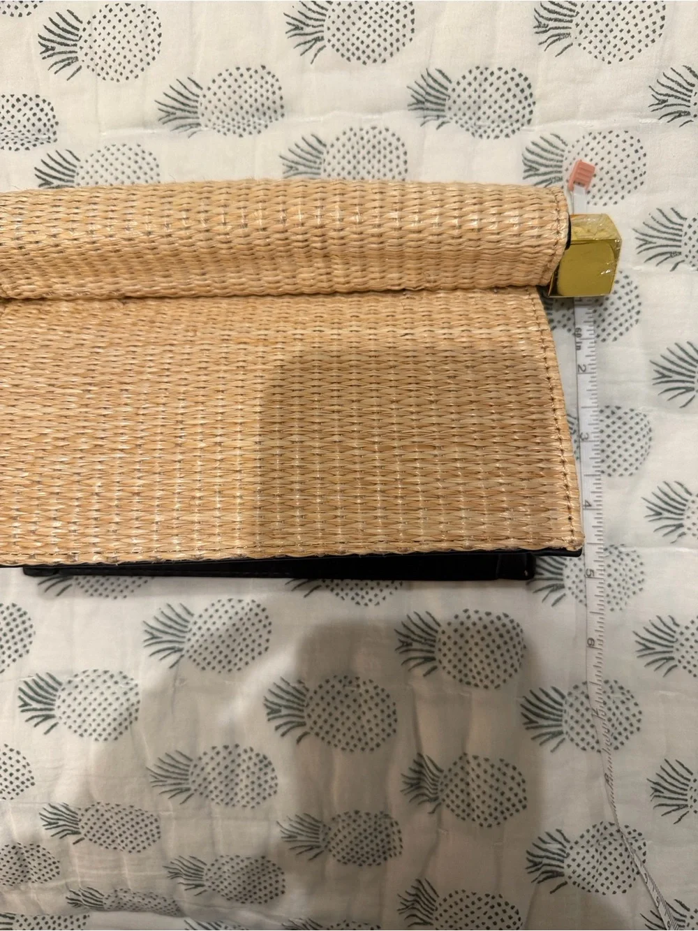 **summer** must have bag woven rattan Roll-Top Clutch with Gold Hardware